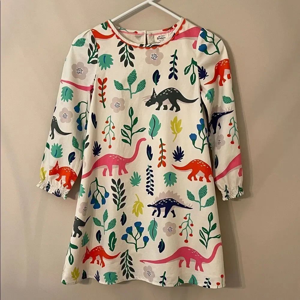 Mini Bowden Florasuarus Multicolored Dinosaur Dress Size 9-10 Y Dino Dress